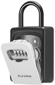 Outside security lock box mounted near a front door for emergency access